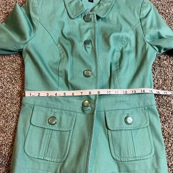 - East 5th Jacket Mint Green Canvas Textured 3/4 Sleeve Blazer Size Small - Picture 10 of 11